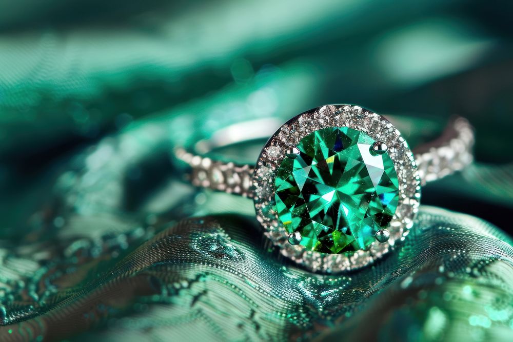 Jewellery diamond emerald ring.