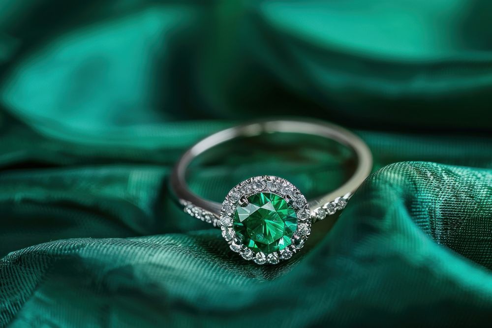 Jewellery diamond emerald ring.