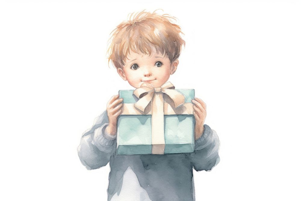 Child holding a gift box person human anime.
