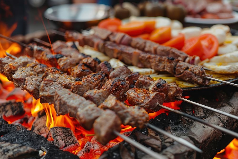 Kebab meat grilling cooking.