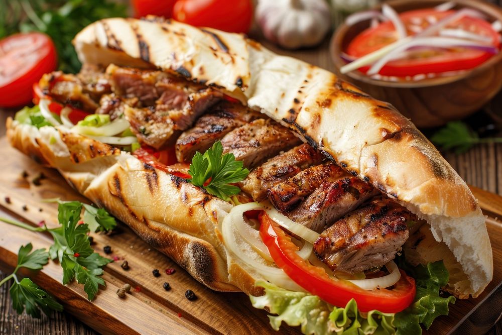 Kebab bread meat brunch.
