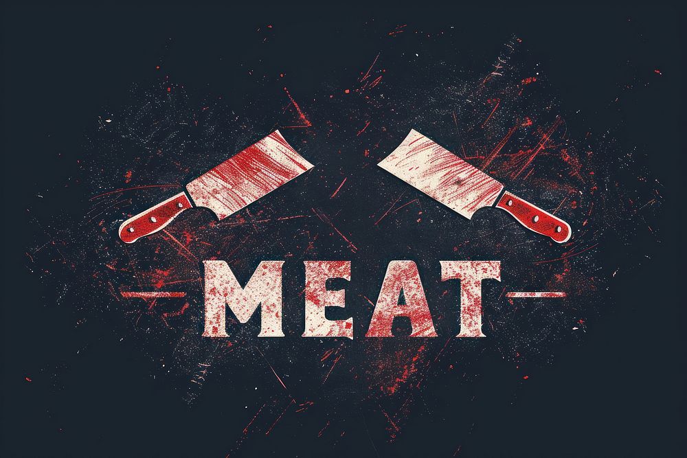 Logo of Butcher meat shop text advertisement weaponry.