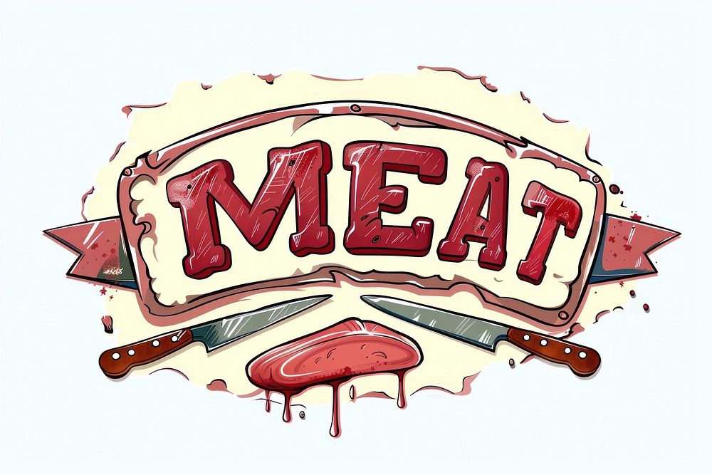 Logo of Butcher meat shop  weaponry machine.