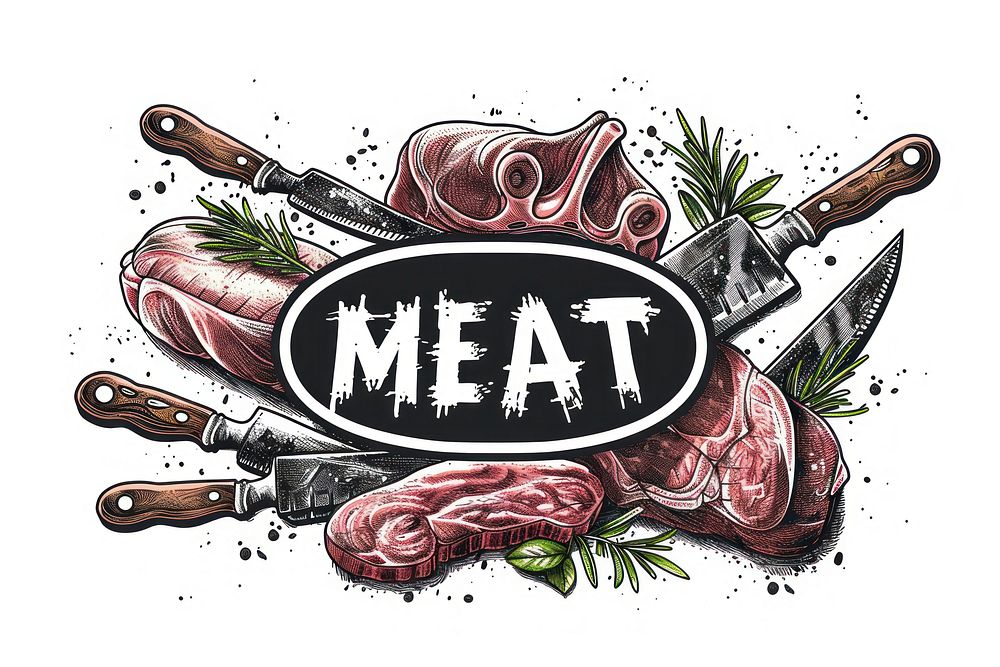 Logo of Butcher meat shop cookware weaponry dagger.