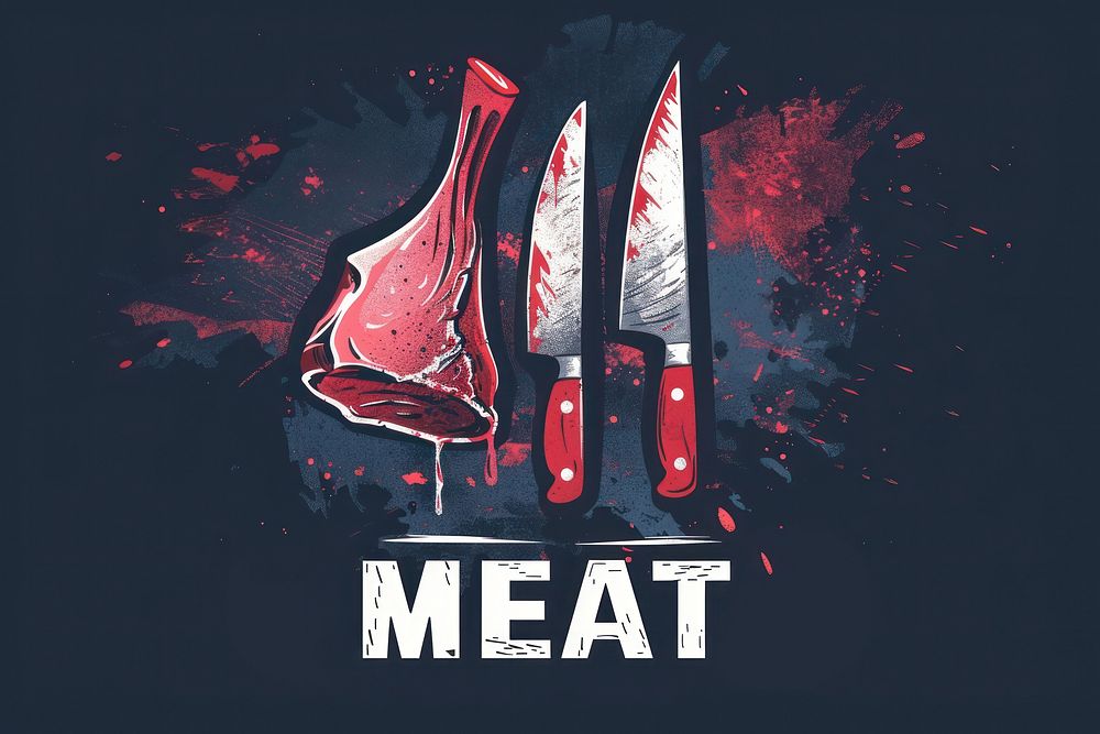 Logo of Butcher meat shop advertisement brochure weaponry.