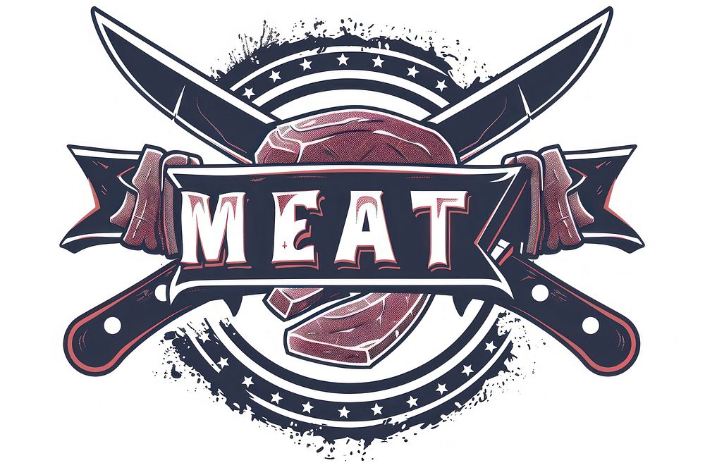 Logo of Butcher meat shop logo emblem symbol.