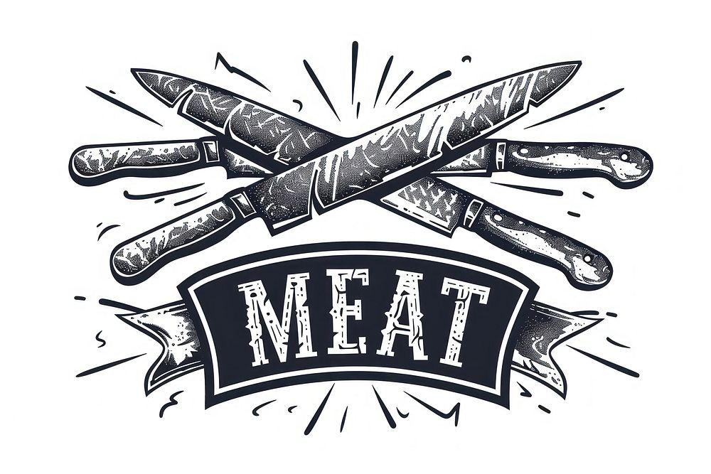 Logo of Butcher meat shop weaponry dagger blade.