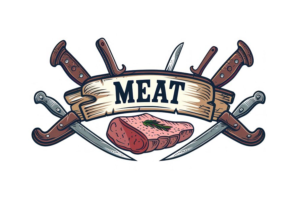 Logo of Butcher meat shop weaponry dagger sword.