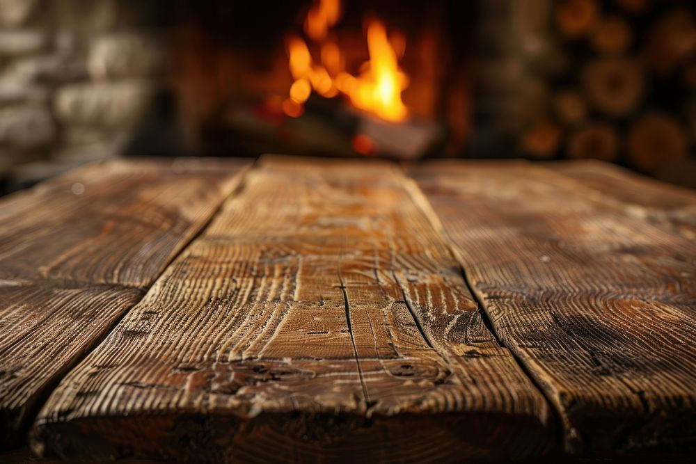 Fireplace table wood furniture.