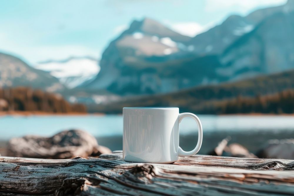 Nature coffee mug outdoors.