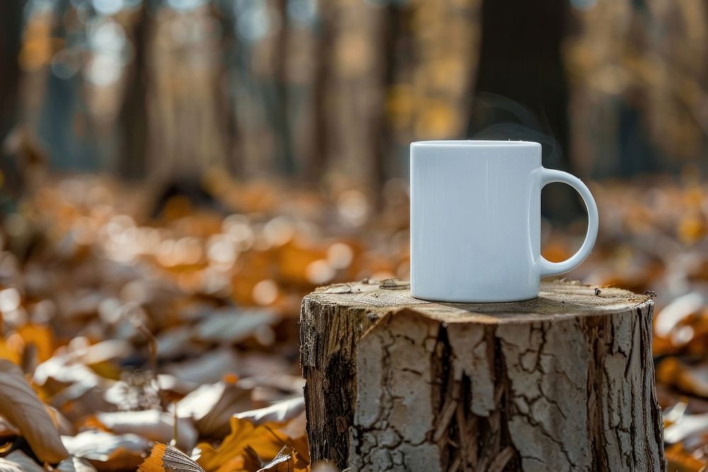 Tree mug tree stump beverage.