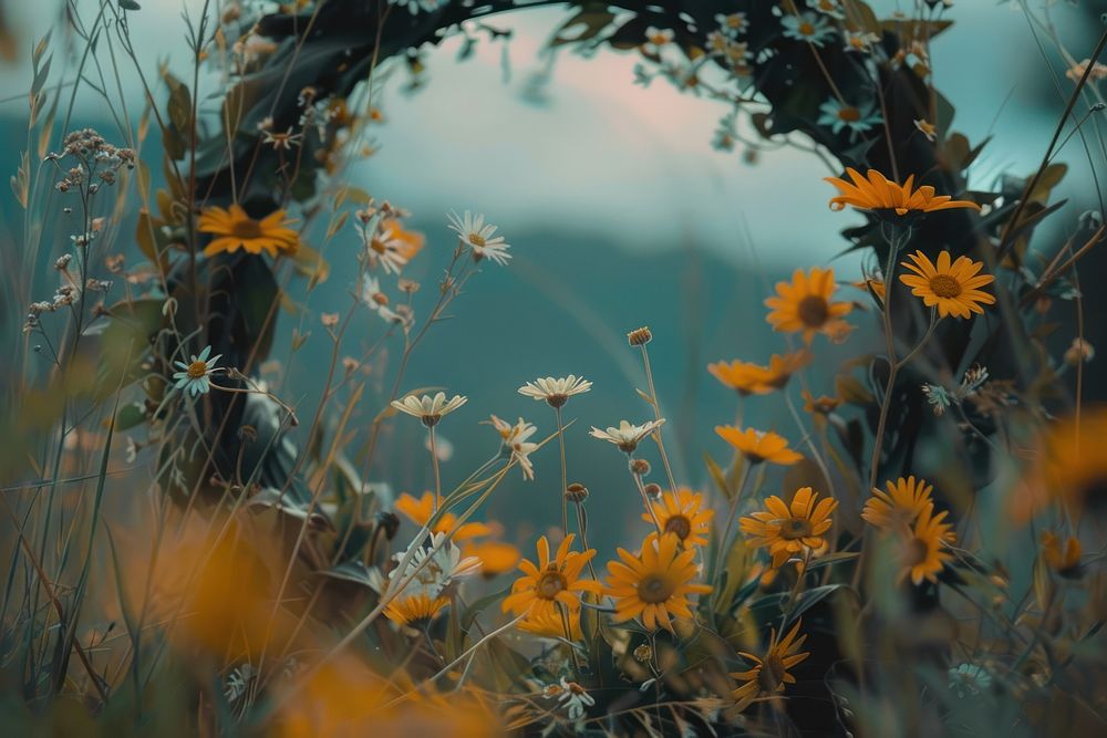 Wildflowers wreath frame photo photography asteraceae.