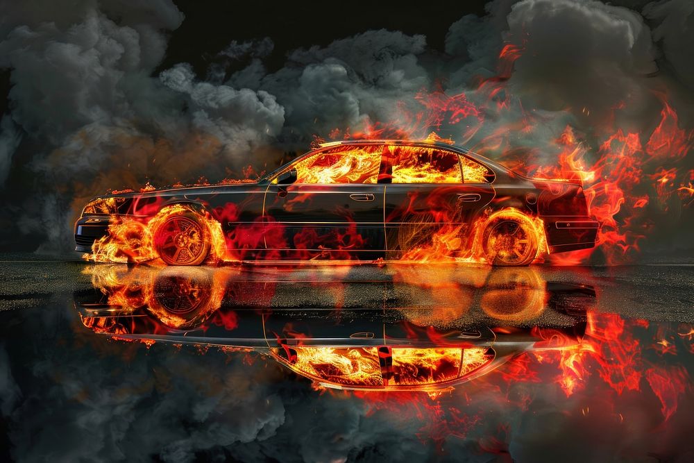 A car flame fire transportation.