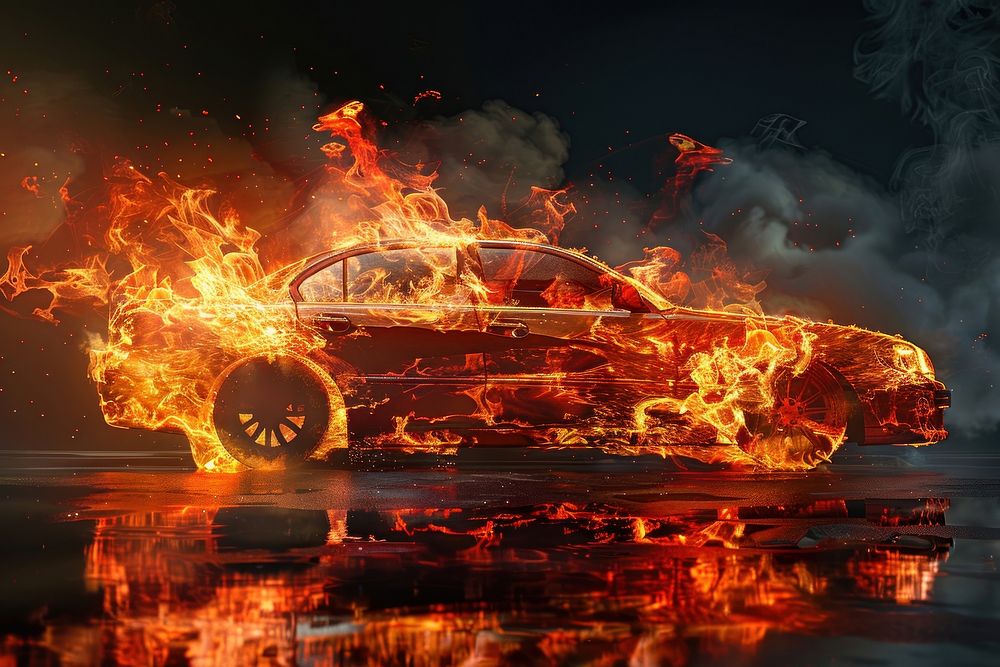 A car flame fire transportation.