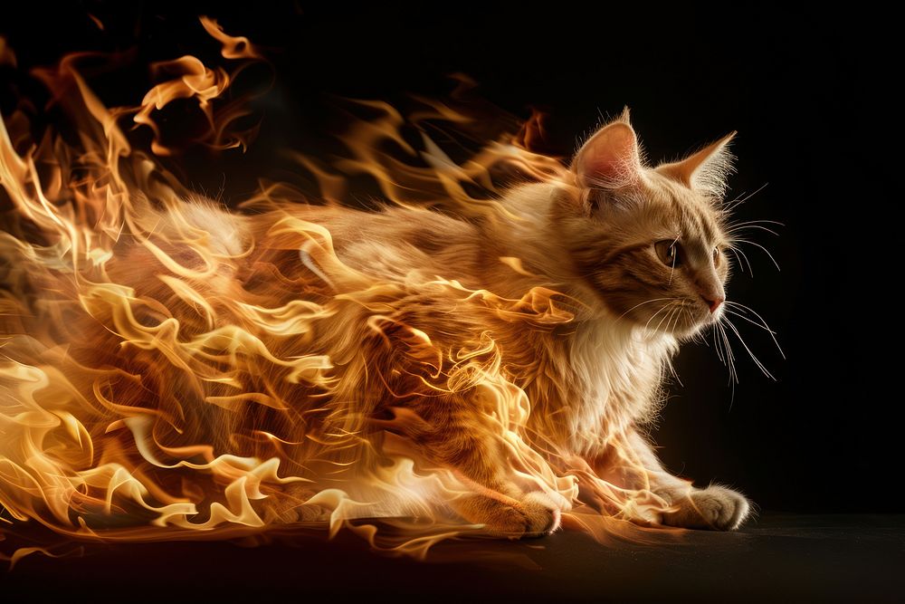A cat flame fire animal.