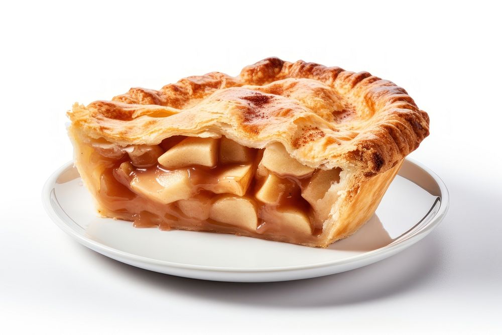 Juicy apple pie dessert plate food.