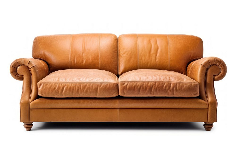 Leather sofa furniture armchair white background.