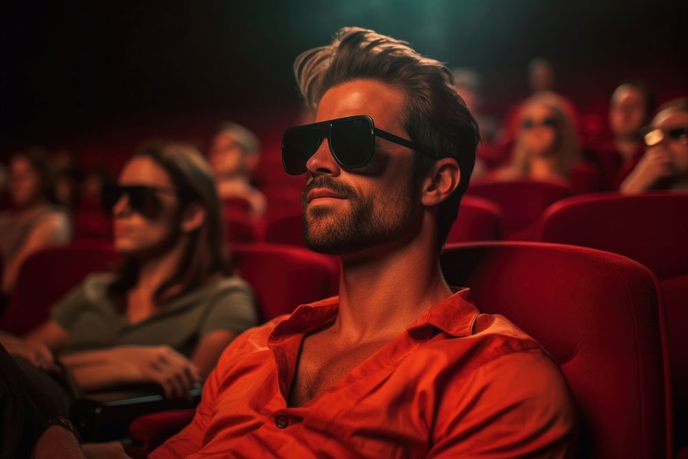 Handsome man at the movies sunglasses portrait adult.