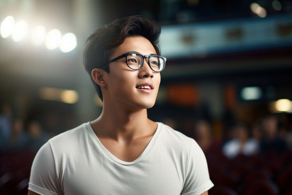 Portrait of handsome asian man portrait glasses adult.