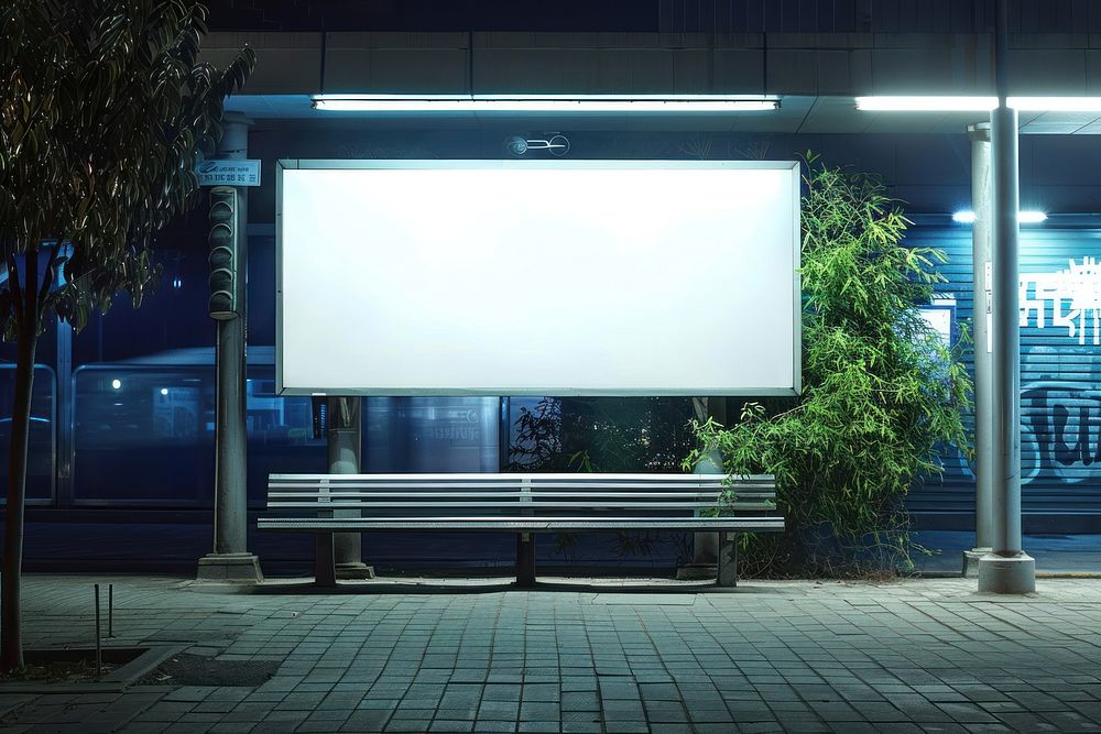 Blank banner mockup outdoors electronics furniture.