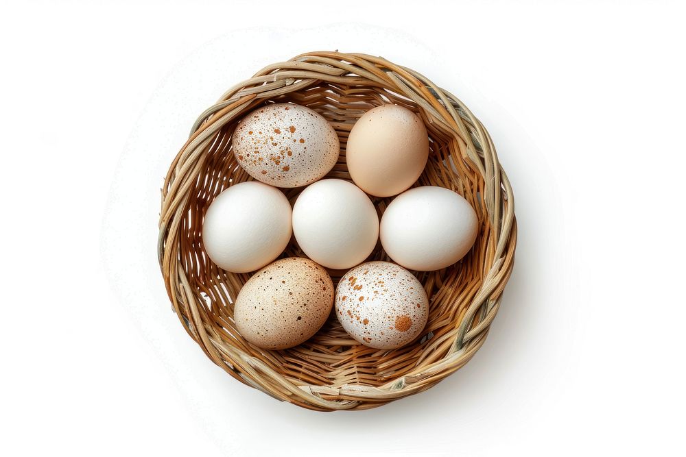 Eggs on basket food.