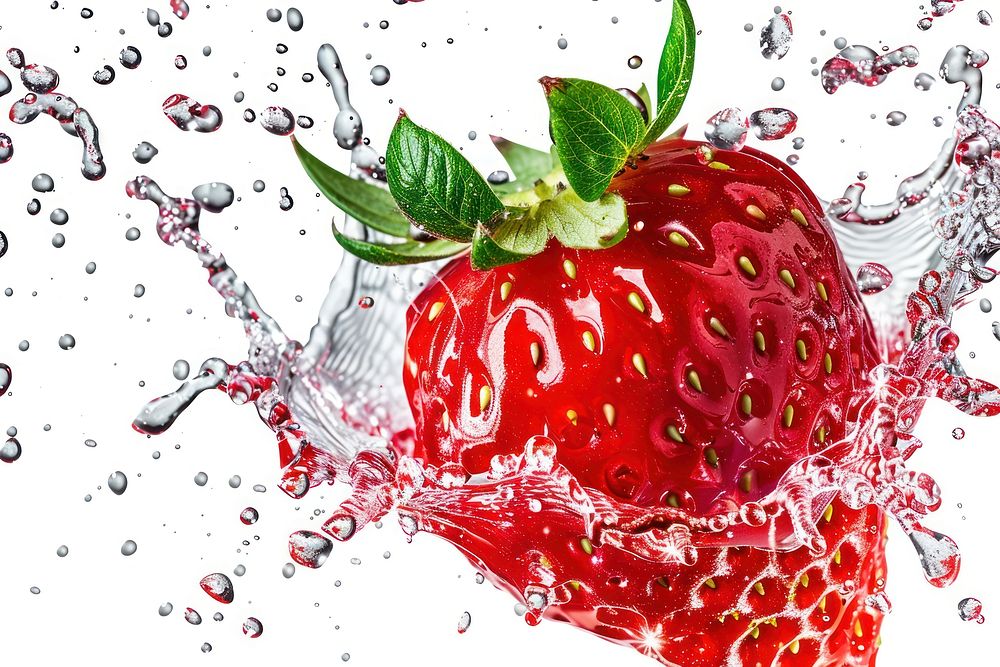 Strawberry with splash chandelier produce fruit.