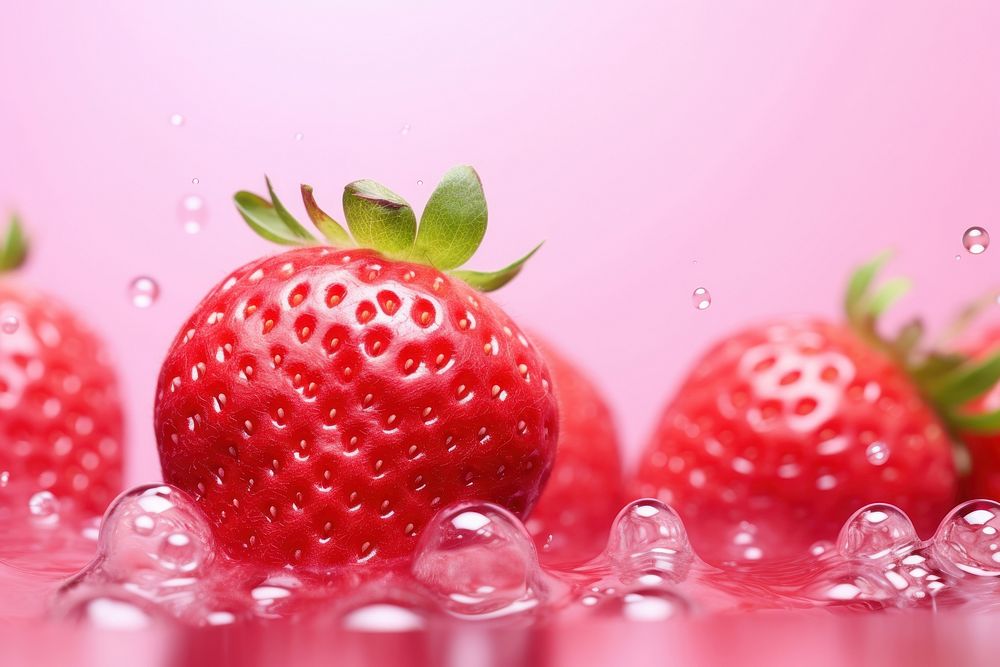 Strawberries oil bubble strawberry produce droplet.