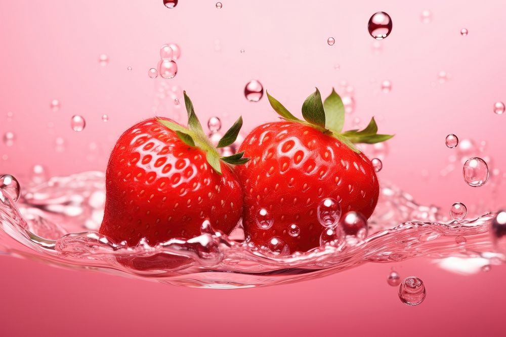Strawberries oil bubble strawberry produce fruit.