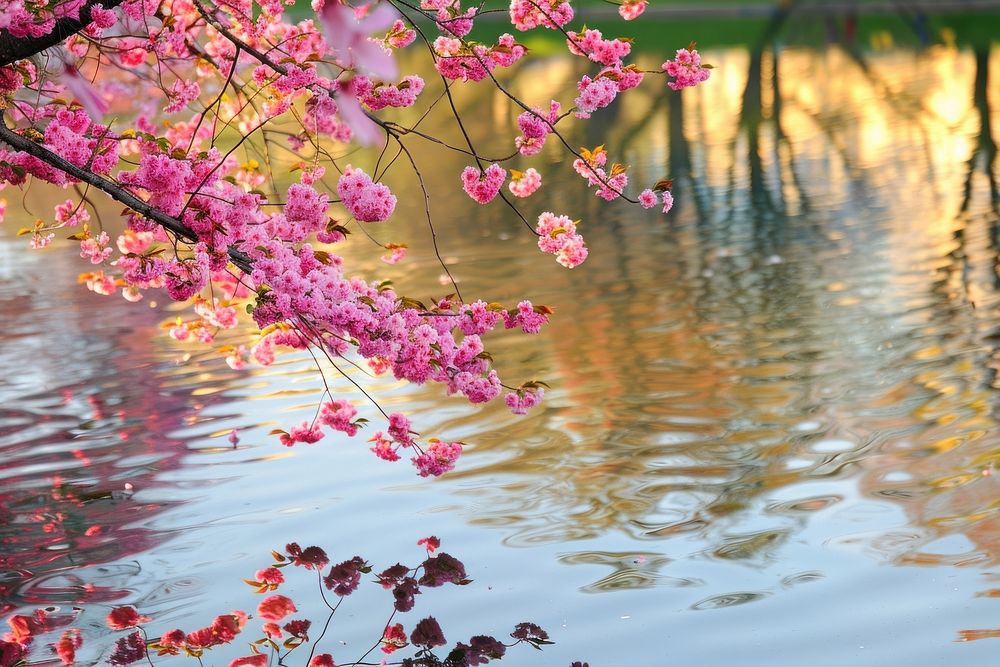 Cherry blossoms outdoors scenery nature.