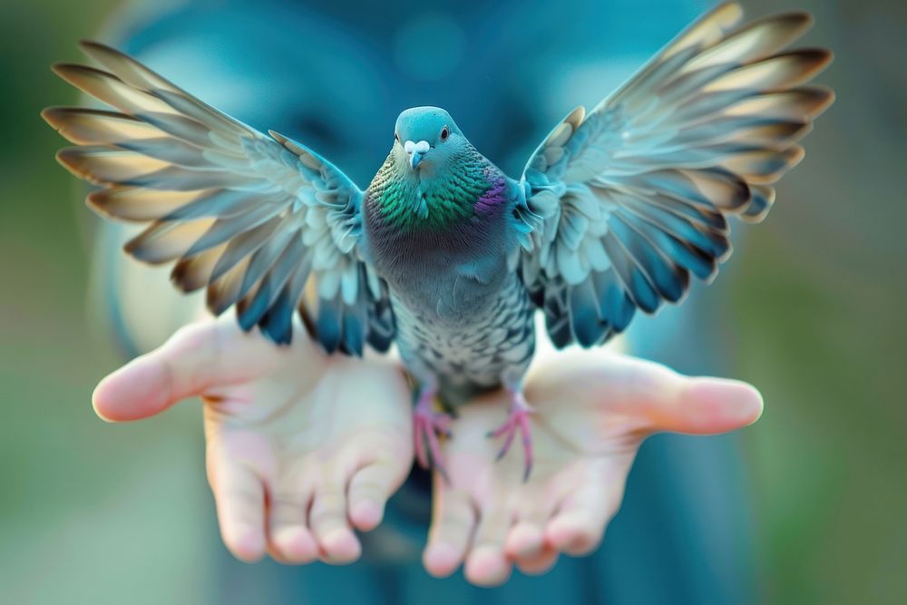 Pigeon pigeon hand animal.