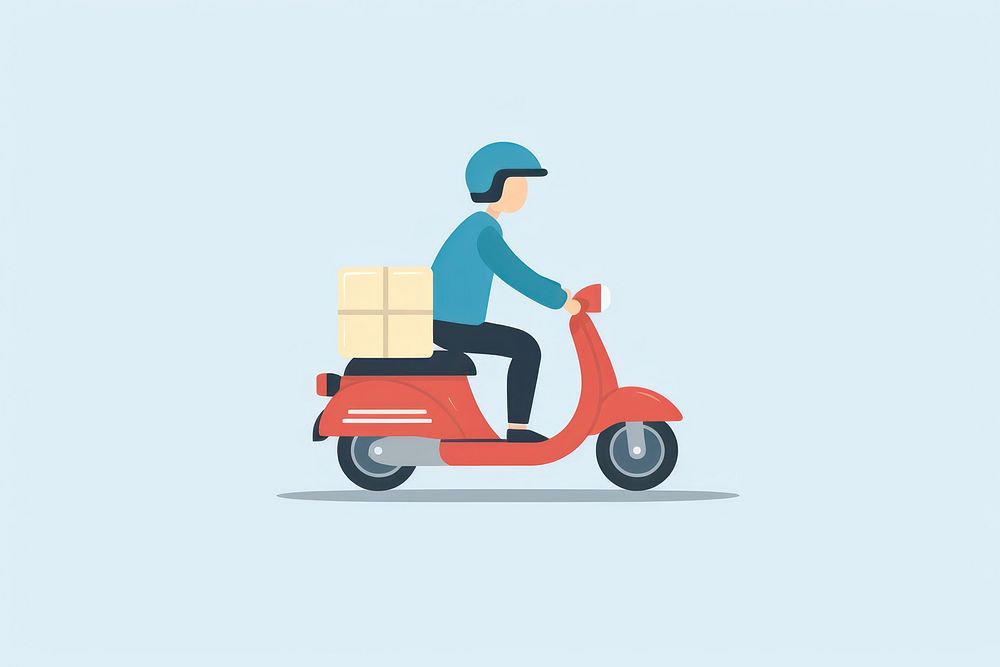 Delivery man motorcycle transportation cardboard.