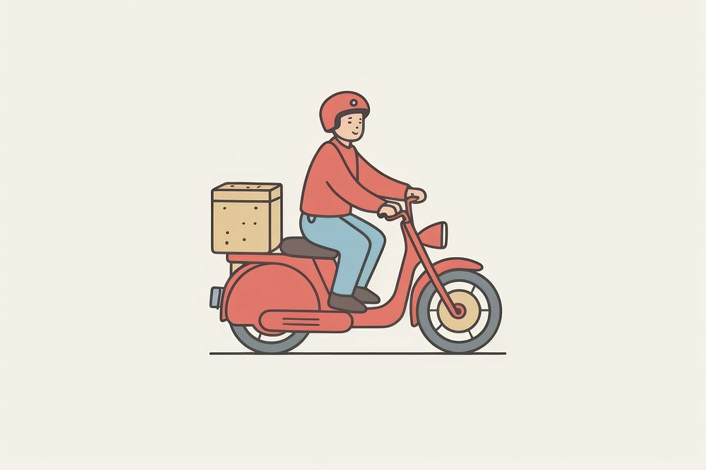 Delivery man motorcycle transportation vehicle.