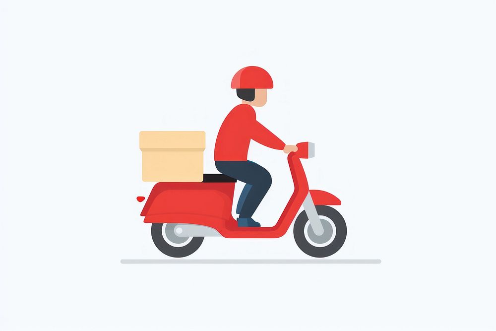Delivery man motorcycle transportation cardboard.