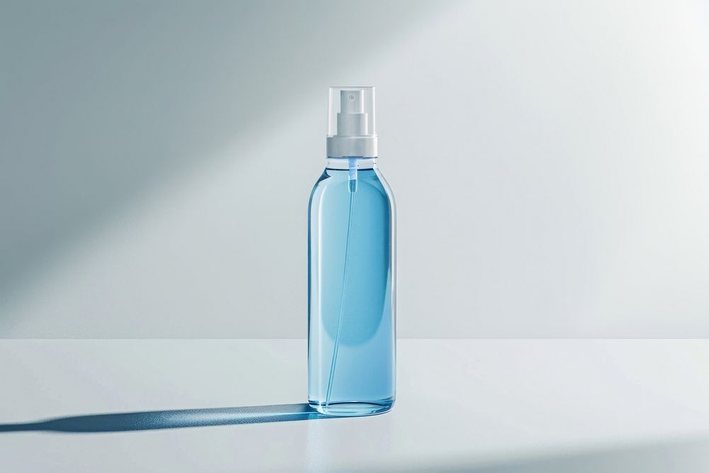 Clear plastic spray mockup bottle cosmetics perfume.