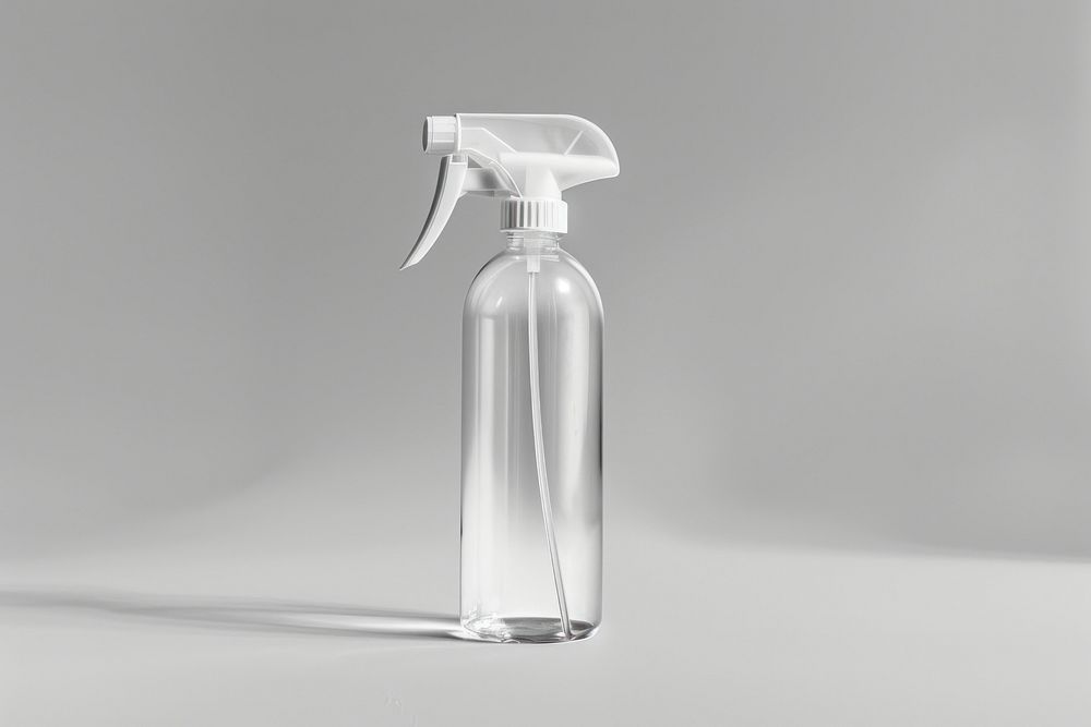 Clear plastic spray mockup bottle shaker tin.