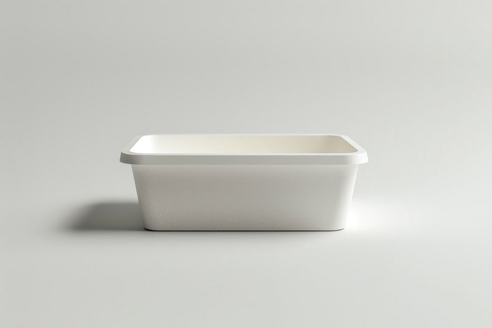 Blank plain snack box mockup porcelain bathing bathtub.