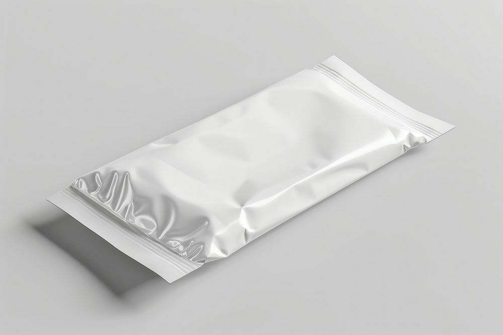 White snack bar package mockup aluminium plastic.