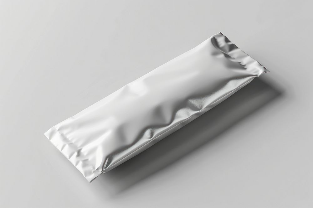 White snack bar package mockup foil aluminium smoke pipe.