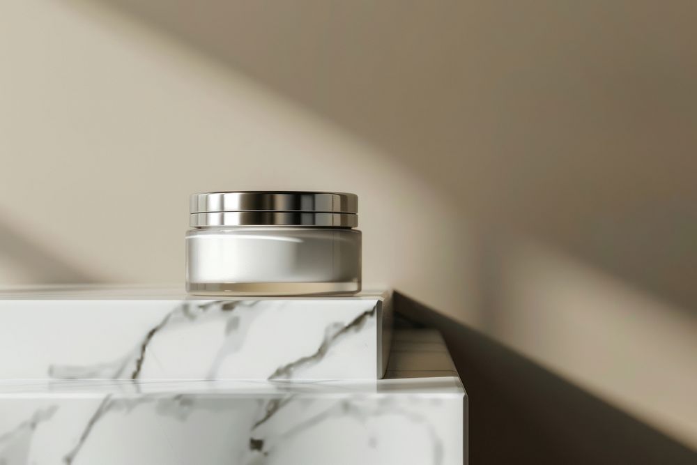 Cream jar on marble stand