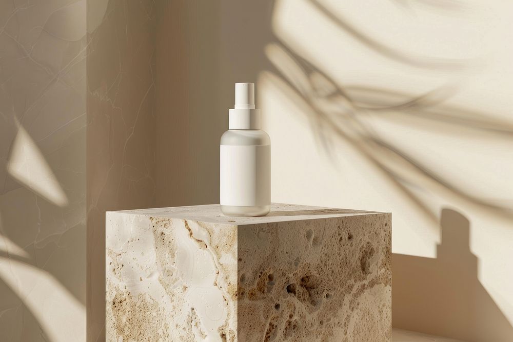 Pump bottle twin with white label mockup cosmetics basin.