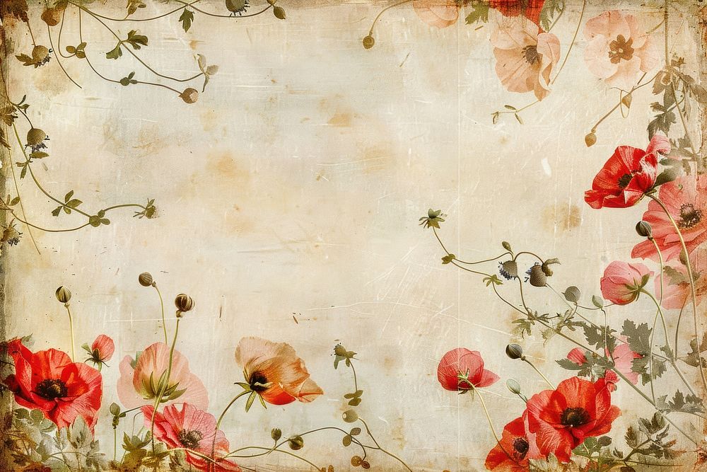 Vintage frame of poppy backgrounds painting pattern.