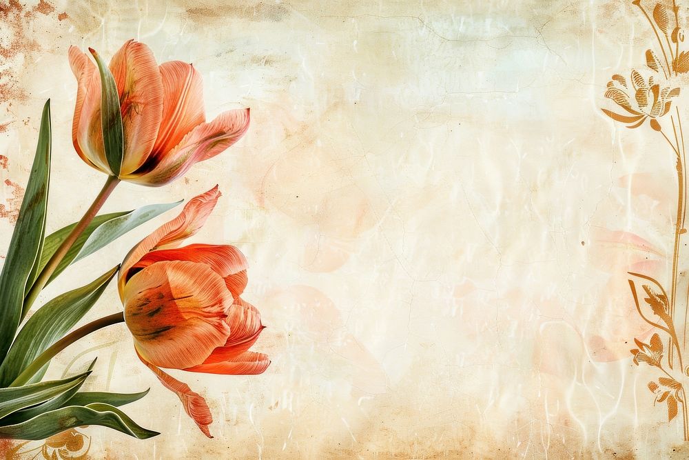 Vintage frame of tulip backgrounds pattern flower.