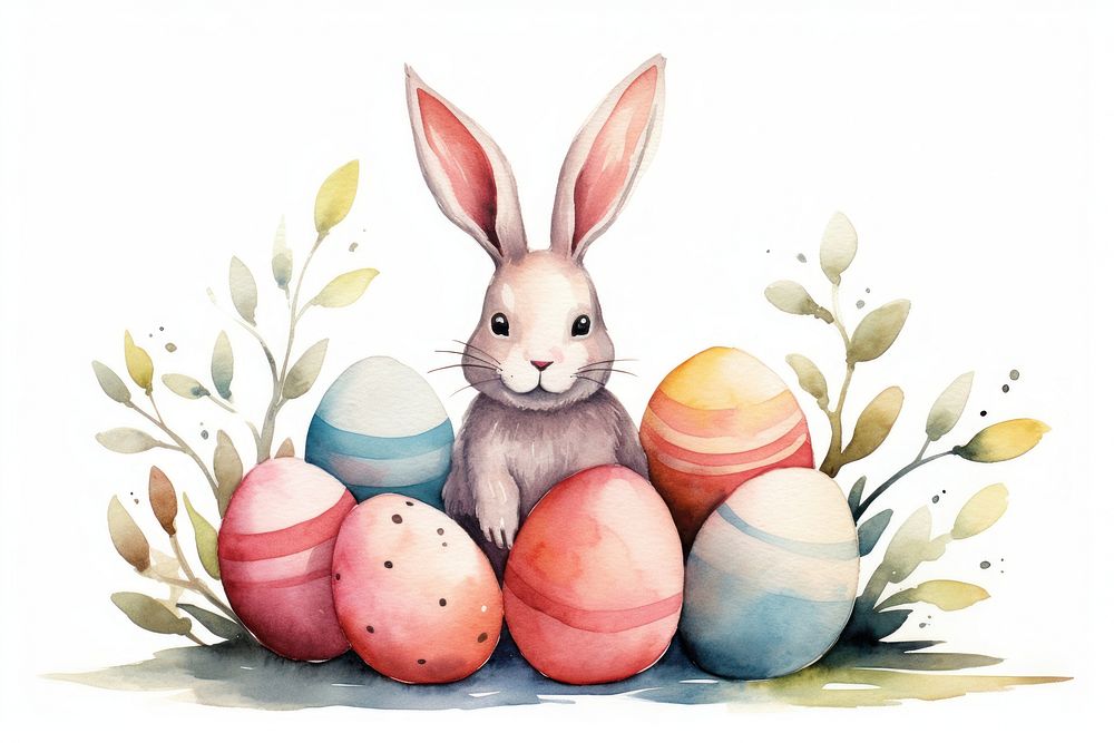 Easter eggs and rabbit animal representation celebration.