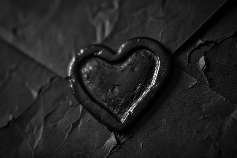 Envelope black heart heart shape.