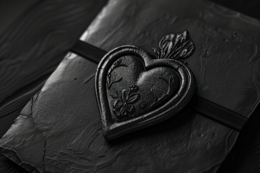 Envelope black jewelry heart.