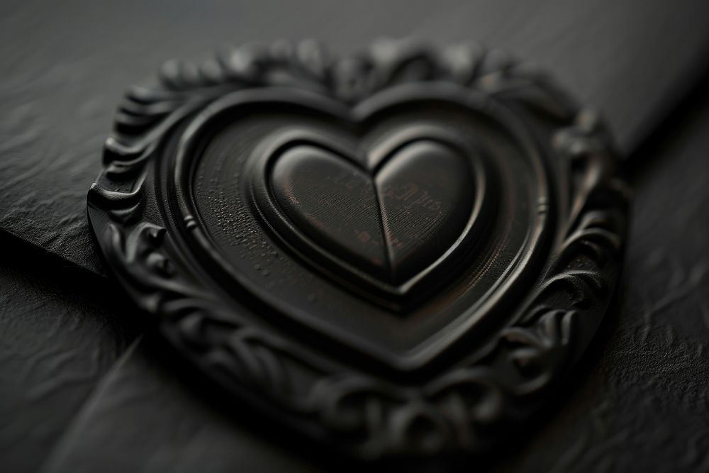 Envelope heart black heart shape.