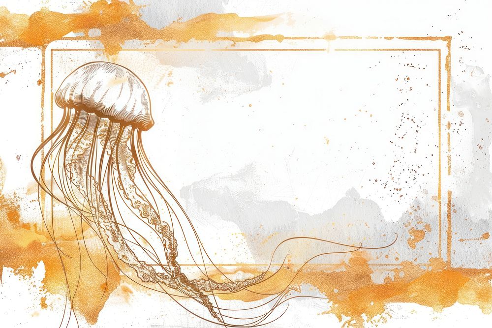 Jelly fish border frame jellyfish drawing sketch.