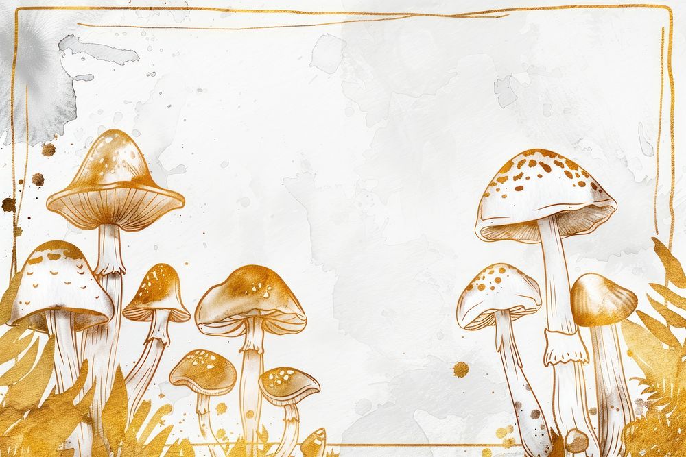 Mushroom border frame backgrounds drawing fungus.