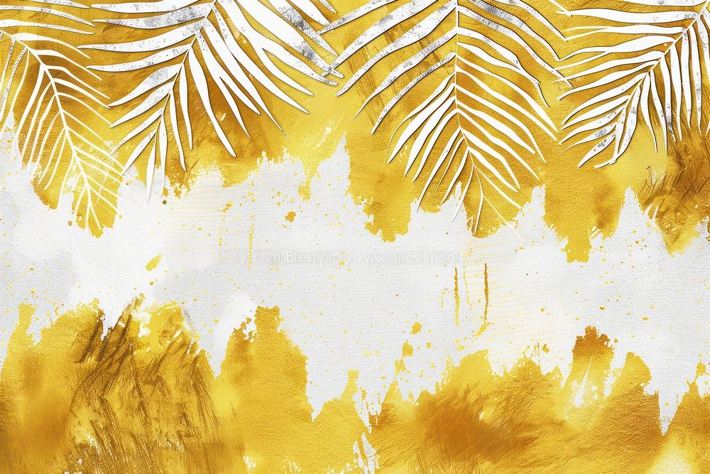Palm leaves backgrounds texture gold.
