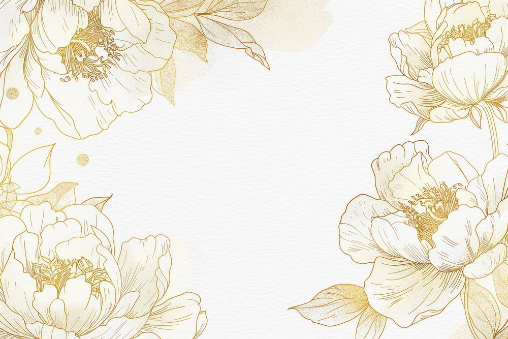 Peony border frame drawing sketch backgrounds.